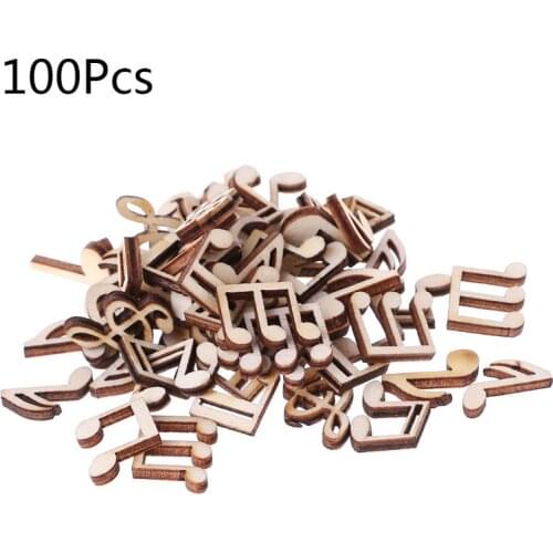 100pcs Laser Cut Wood Music Note Embellishment Wooden Shape Craft Wedding Decor