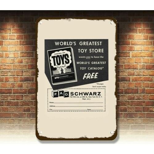 1959 F.A.O. SCHWARZ TOY STORE Vintage Look REPLICA METAL SIGN - FAO SCHWARZ
