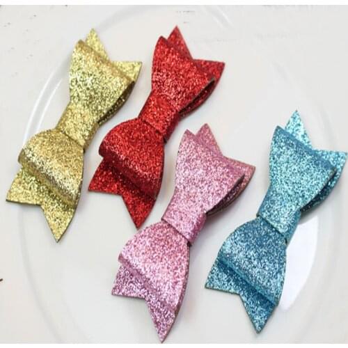 2pcs Chunky Glitter Bling Bling PU Sequin Bowknot DIY sewing accessory hair accessory decoration