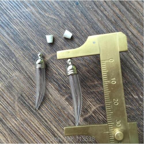 20pcss/lot 34*5mm transparent vampire Fang hotpepper glass vial pendant charm necklace wishes glass bottle jewelry finding