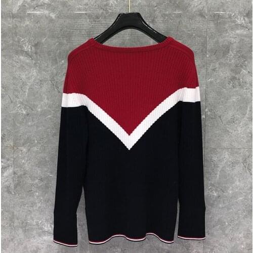 2021 Fashion Brand Sweaters Men Loose Spliced O-Neck Pullovers Clothing Patchwork Wool Retro Winter Casual Coat