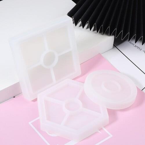 3Pcs Silicone Molds DIY Coaster Resin Crystal Silicone Mould Hand Making Crafts Mould Round Square Hexagon Shape Cup Mat Pads
