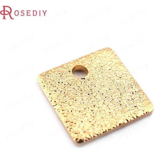 33638-G)40PCS 8MM thickness 0.7MM 24K Gold Color Brass Frosted Square Charms Jewelry Making Supplies Diy Findings Accessories