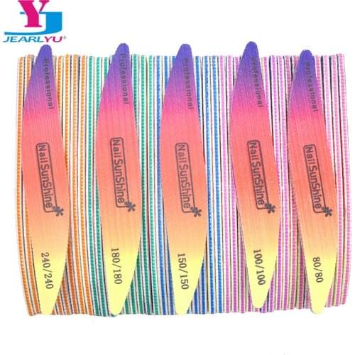 50 Pcs Thick Rainbow Professional Nail Files 80/100/150/180/240 Acrylic Nails Accessories Salon Grinding Block Tool For Manicure