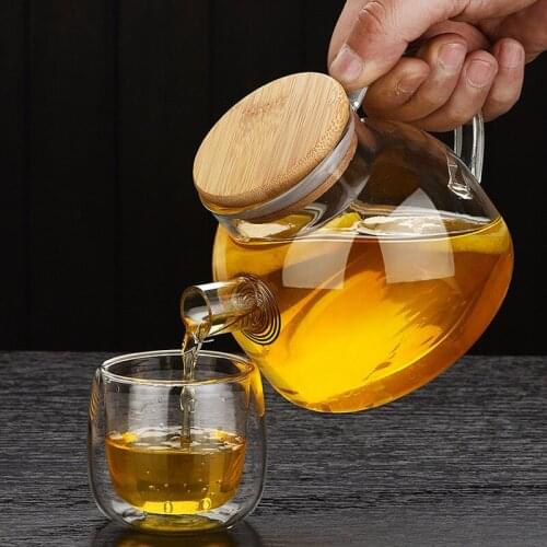 500ml Transparent Glass Teapot With Double Wall Glass Kungfu Tea Cup Home Office Flower Teapot Kettle Drinkware Gift Teaware Set