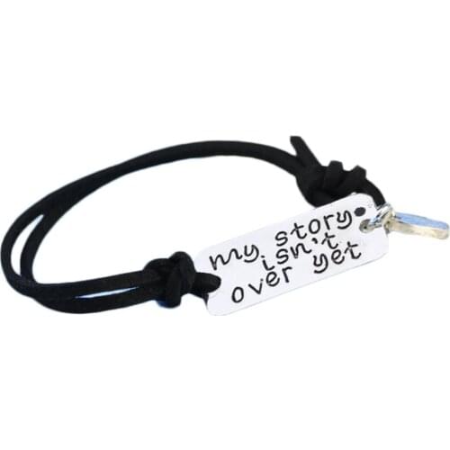 My story isn't over yet Letter Bracelet Black Charm Inspirational Bracelets Suicide Survivor Awareness Cheer Up Jewelry Gifts