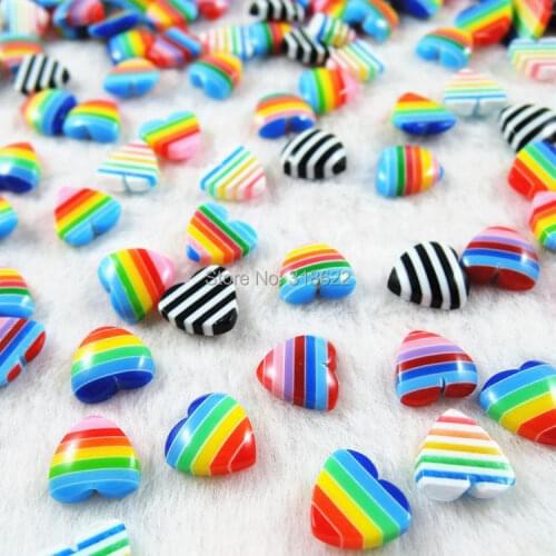 Wholesale 6colors Mixed 10mm Acrylic Half Flat Back Beads Heart Resin Beads DIY Scrapbook Craft 200pcs/lot H-72