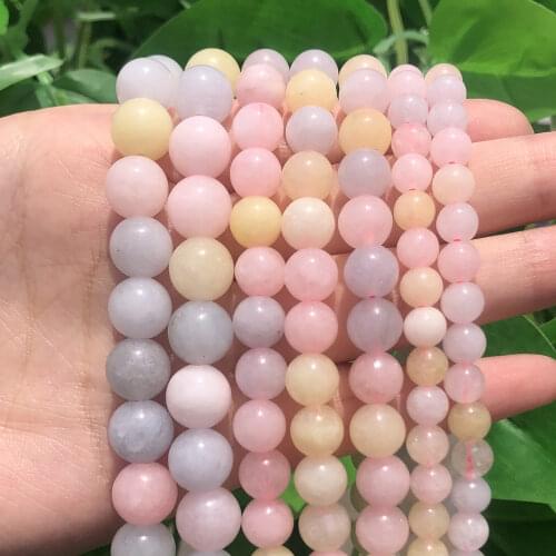 Natural Colorful Morganite Stone Beads Loose Round Crystal Spacer Beads For Jewelry Making DIY Woman Bracelet Necklace 6/8/10mm