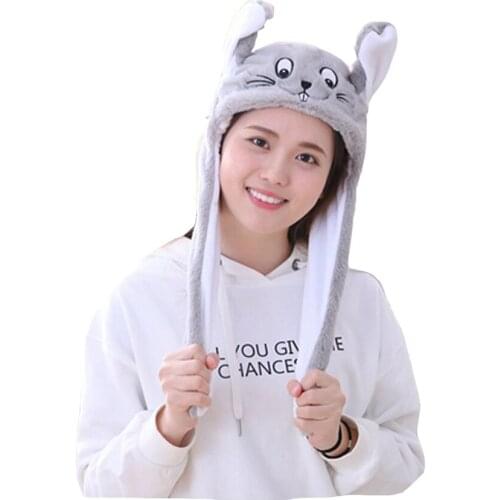 Mouse head cover with moving ears hat plush toy hat stuffed toy cap
