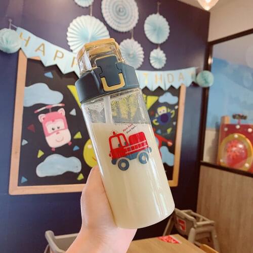 Kids Water Sippy Cup Cute Cartoon Baby Feeding Cups with Straws Water Drink Straight Bottle Outdoor Portable Childrens Cups