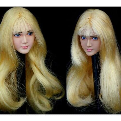 WONDERY 1/6 Female Movable Eyes Head Sculpt WLS005 PVC Loli Blonde Suntan Pale Hair Head Carving Fit 12'' Girl Action Figure