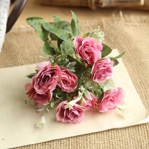 European Style Wild Rose Bouquet Simulation Flower Home Furnishing Decoration Hand Flower Road Decorated Wall Artificial Flower