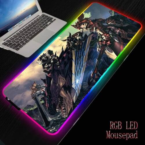 MRGBEST Anime Monster Hunter Gaming RGB Gamer Computer Mousepad RGB Backlit Mause Pad Large for Desk Keyboard LED Mice Mat