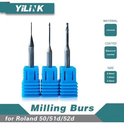 3pieces/lot Wieland MINI dental tools milling burs 0.6mm/1.0mm/2.5mm dental milling cutters