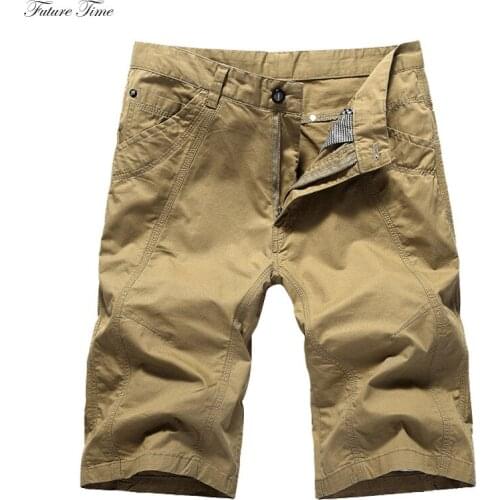 Men Shorts Casual Plus Size Cotton Knee Length Thin Spring Summer Cargo Pants With Pockets Khaki Color Army Military C1828