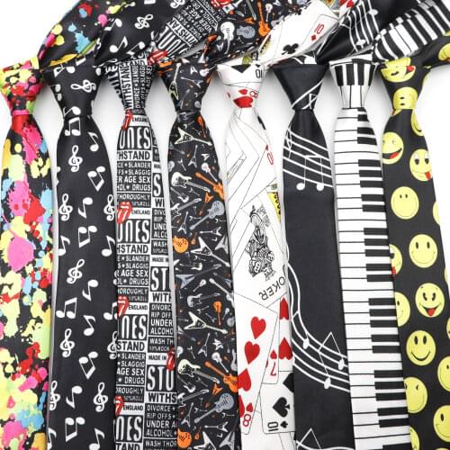 Mens Slim Tie Poker Dot Scrawl Printed Necktie 145CM Length 5CM Width Party Pub Fashion Skinny Ties For Suit Shirt Accessories