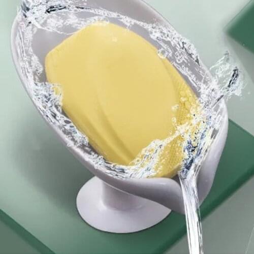 Leaf Shape Soap Box Drain Soap Holder Dish Bathroom Shower Soap Stand Sponge Storage Plate Tray Bathroom Accessories Gadgets