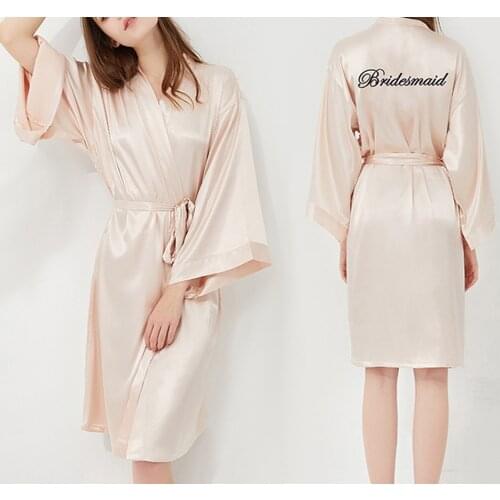 Bride Bridesmaid Wedding Robe Embroidery Kimono Bathrobe Cardigan Nightgown Satin Long Sleeve Lady Sexy Nightwear Camisole Dress