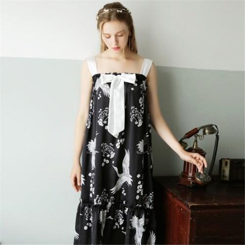 Sling nightdress female summer print Nightwear rayon sexy strapless loose outside wear home service plus size ночная рубашка