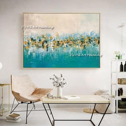 Newest 100% Handmade Abstract Style Simple Oil Painting Gold Foil On Canvas Large Size Grey Pictures for Home Decoration Drawing