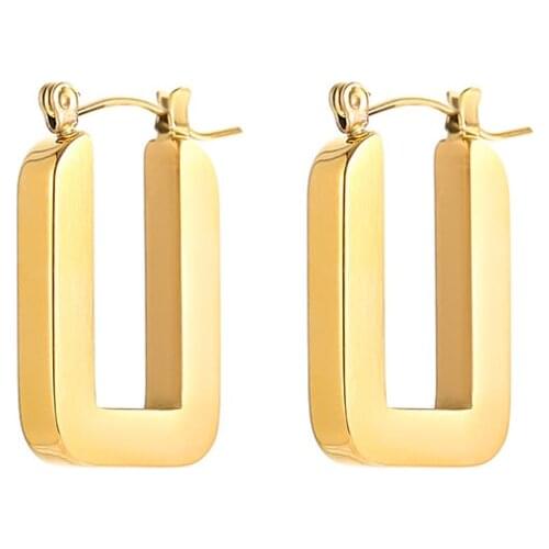 New Arrival Exquisite Geometry Rectangle Brushed Craft Hoop Earrings For Women Fashion Jewelry Gift Party Wholesale 2021