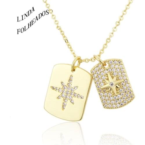 LINDA FOLHEADOS New Design Women Trendy Unique Jewelry Golden Snow Cubic Zirconia Copper Zircon Charm Pendant Necklace Gift