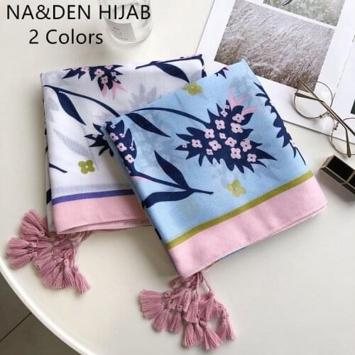 New flower printing Muslim hijab women scarf/scarves with tassel wraps fashion foulard viscose luxurious bandana hot sale 10pcs