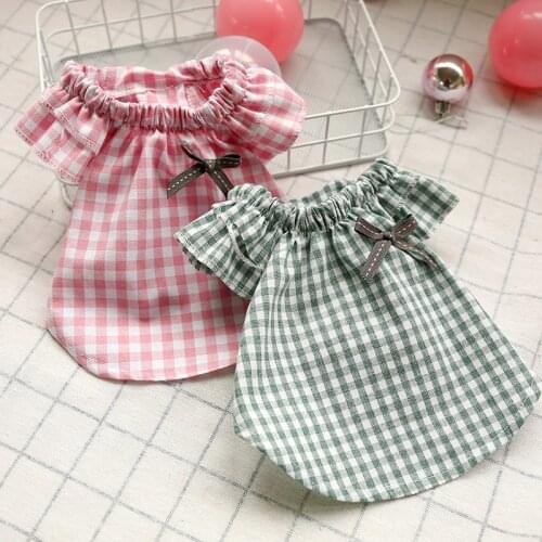 Pet Teddy Schnauzer Dog Small Dog Spring Bow Plaid Princess Pomeranian Chihuahua Bichon Puppy Clothes