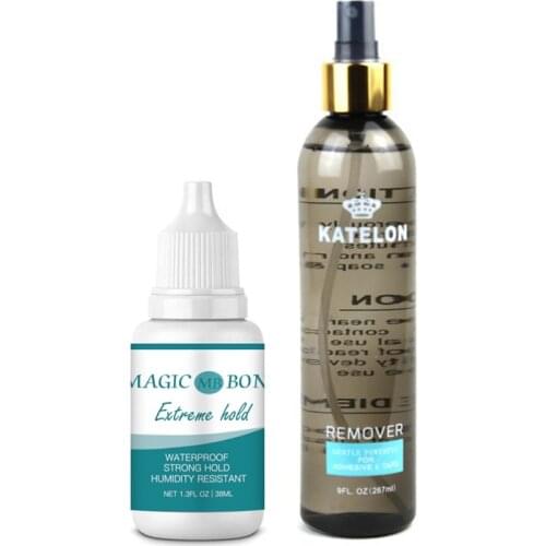 Invisible waterproof Magic bond extreme hold lace glue adhesive and 9oz(267ml) Wig glue remover adhesive remover hair