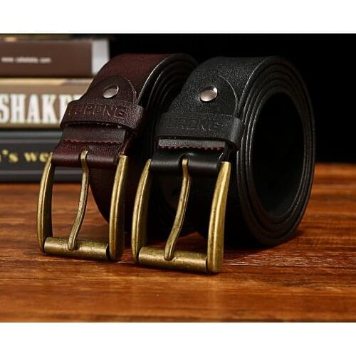 Original Brand Mens Belt Luxury Top Cow Genuine Leather Strap Leather Belt Men Wide Pin Buckle Vintage Style Designer Belts