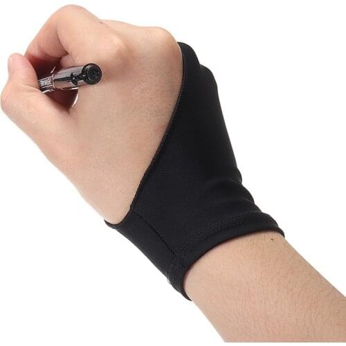 Black Two Finger Drawing Gloves Artist Graphics Anti-fouling Glove For Art Student Pen Drawing Tablet Pad Supplies