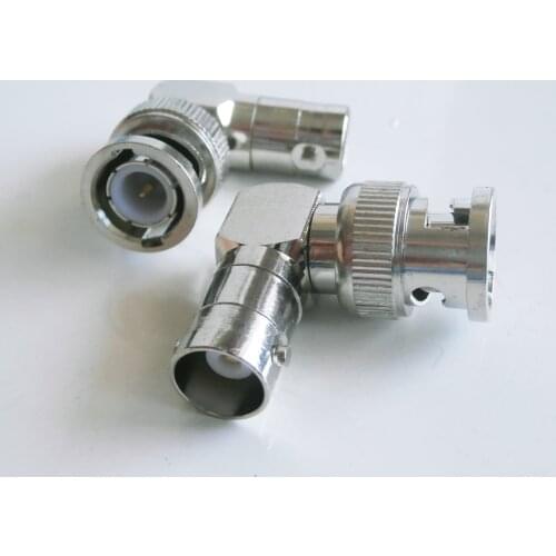 BNC To BNC Cable Connector Socket Q9 BNC Female Jack To BNC Male Plug 90 Degree Right Angle Nickel Plated Brass RF Adapte