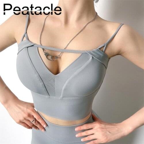 Peatacle Sexy Sports Bra Women Gather Shockproof Fitness Yoga High Impact Padded Push Up Workout Top