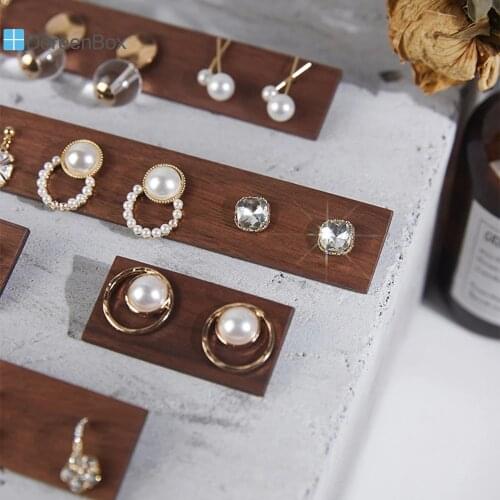 Doreen Box Wood Earring Display Stand Storage High-end Black Walnut Solid Photo Props Jewelry Display Stand 6/12/18cm ,1Piece