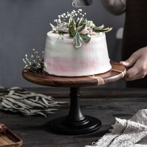 Cake Plate Stand Wooden Plate High Base Cupcake Dish Party Filming Props Dessert Dish Wedding Tray Decoration Display