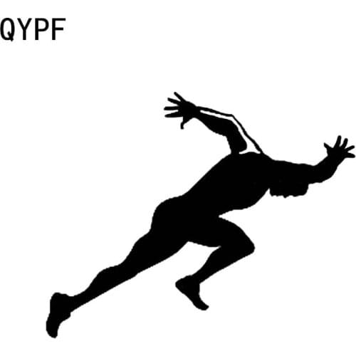 QYPF 14.2*11.4CM Interesting run Runner Decor Car Styling Sticker Vinyl Extreme Movement Black/Silver C16-0805