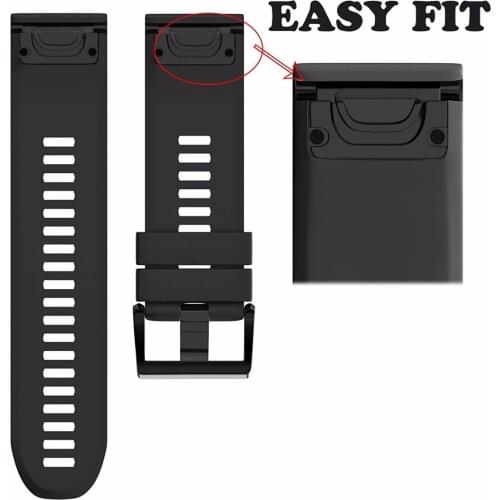 Outdoor Sport Watch Band Easy Fit 26mm Width Soft Silicone Watch Strap for Garmin Fenix 5X