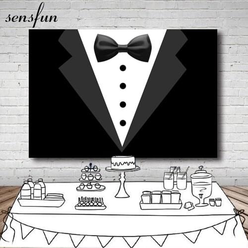 Sensfun Black Suits Gentleman Backdrops For Photo Studio Man 30th 40th 50th Birthday Party Photography Backgrounds Customized