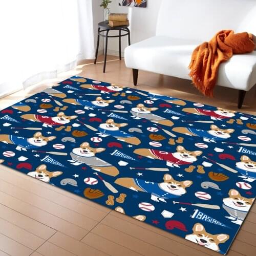 Corgi Sports Dog Carpet for Home Living Room Bedroom Bedside Decor Large Area Rug Teen Room Carpet