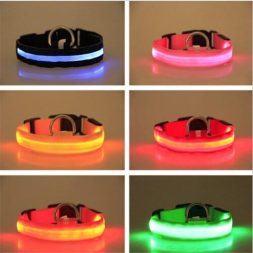 High quality nylon pet dog collar LED lights night safety light pet supplies cat LED dog collar pet accessories puppy LED collar