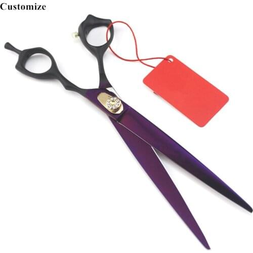 Customize logo japan 440c 8 inch purple Pet dog grooming hair scissors cutting barber pet grooming shears hairdressing scissors