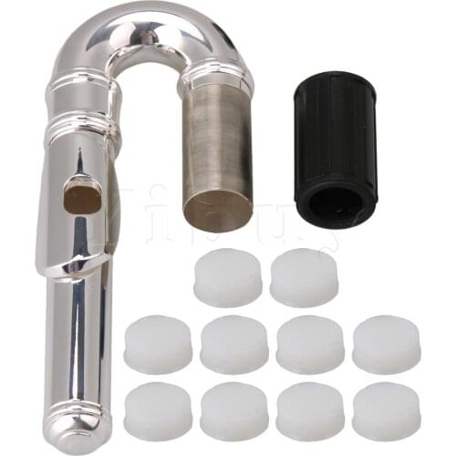 Yibuy 10 Pcs Flute Open Hole Plugs with Silver Plated Flute Curved Head Joint