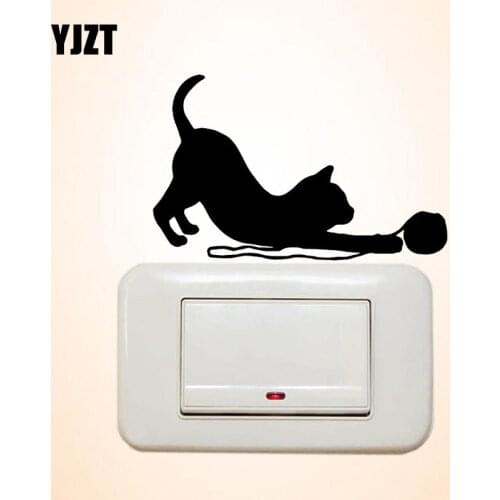YJZT Funny Creative Vinyl Decal Wall Switch Sticker Living Room Decor Play Cat S19-0214