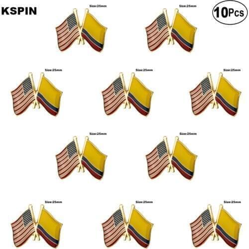 U.S.A.& Colombia Lapel Pin Flag badge Brooch Pins Badges 10Pcs a Lot