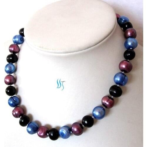 Choker Pearl Necklace 16 inches 10-11mm Multi Color Freshwater Pearl Necklace Wedding Party Gift For Girl