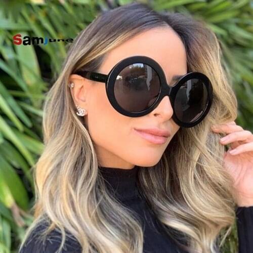 Samjune Oversized Round Luxury Sunglasses 2019 Big Black Plastic Frame Celebrity Shades For Women Large Sunglasses lentes