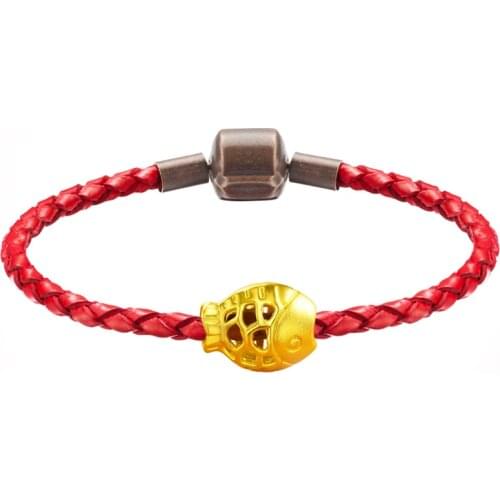 Pure 24K Yellow Gold Bracelet Women 999 Gold Hollow Fish Bracelet