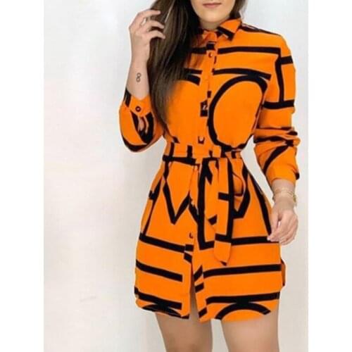 Womens Dress Blouse 2021 Spring Elegant Long Yellow Long Sleeve Shirt Dress Fashion Waist Lace Dress