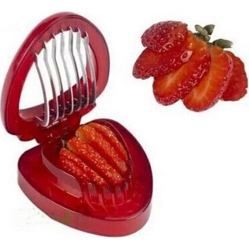 1PC Hot Red Strawberry Slicer Plastic Fruit Carving Tools Salad Cutter Berry Strawberry Cake Decoration Cutter OK 0478