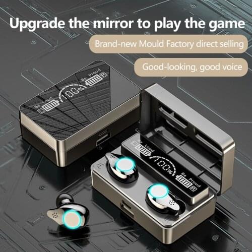 Wireless bluetooth 5.1 headset for iso android new tws sports headset hd led power display headphones with microphone powerbank